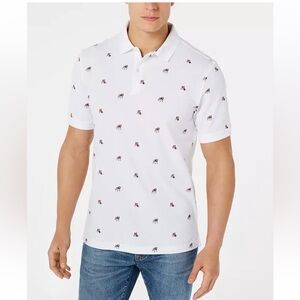 Club Room White Polo Shirt with Dog Print